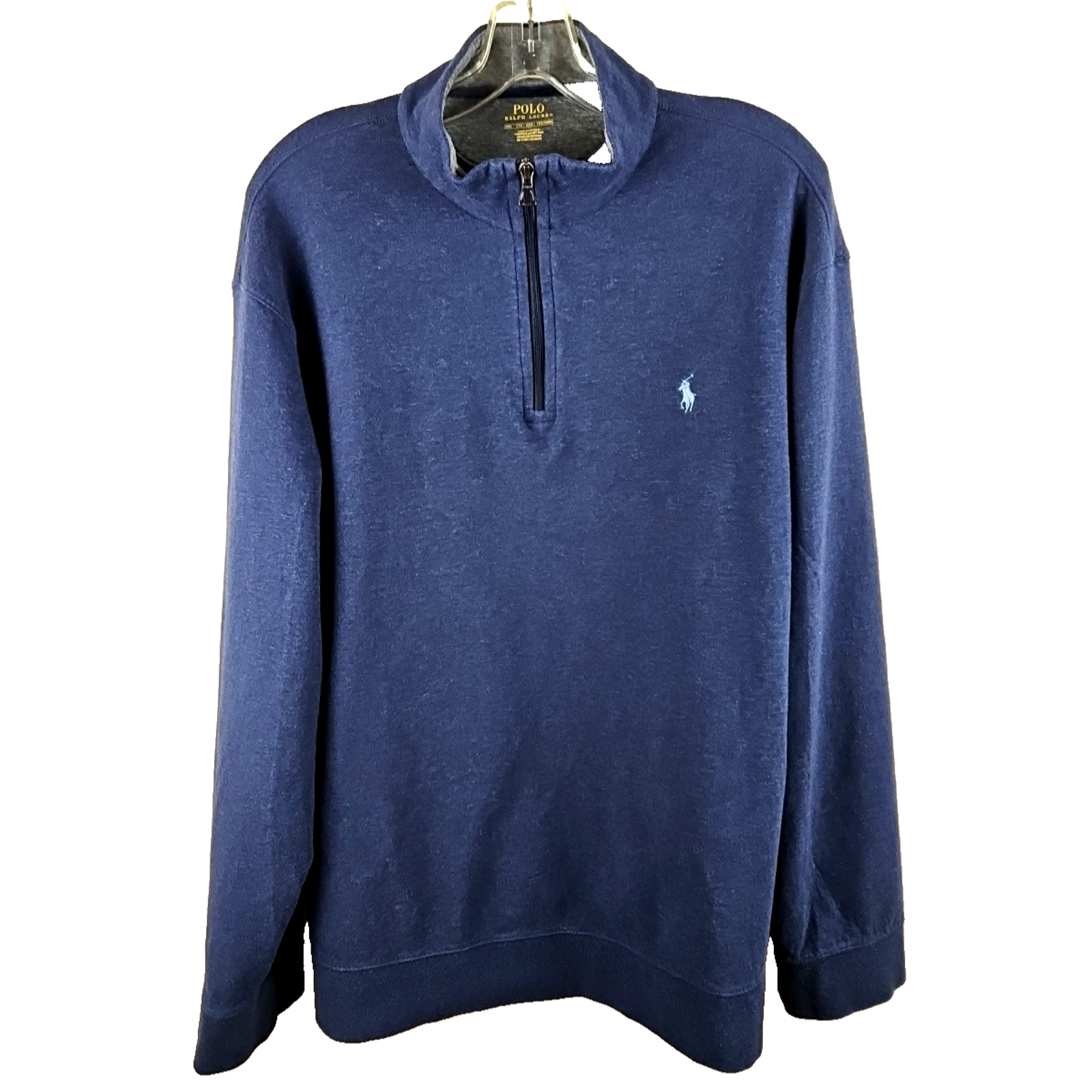 Polo Ralph Lauren Quarter Zip Sweater Mens Xxl Blue Mock Neck Sweatshirt